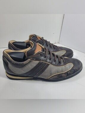 Bally Switzerland Mens 10.5 M Brown Leather Mesh Casual Low Top Sneakers Shoes.